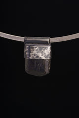 Himalayan Black Dravite Tourmaline Pendant: Textured Sterling Silver Crystal Necklace