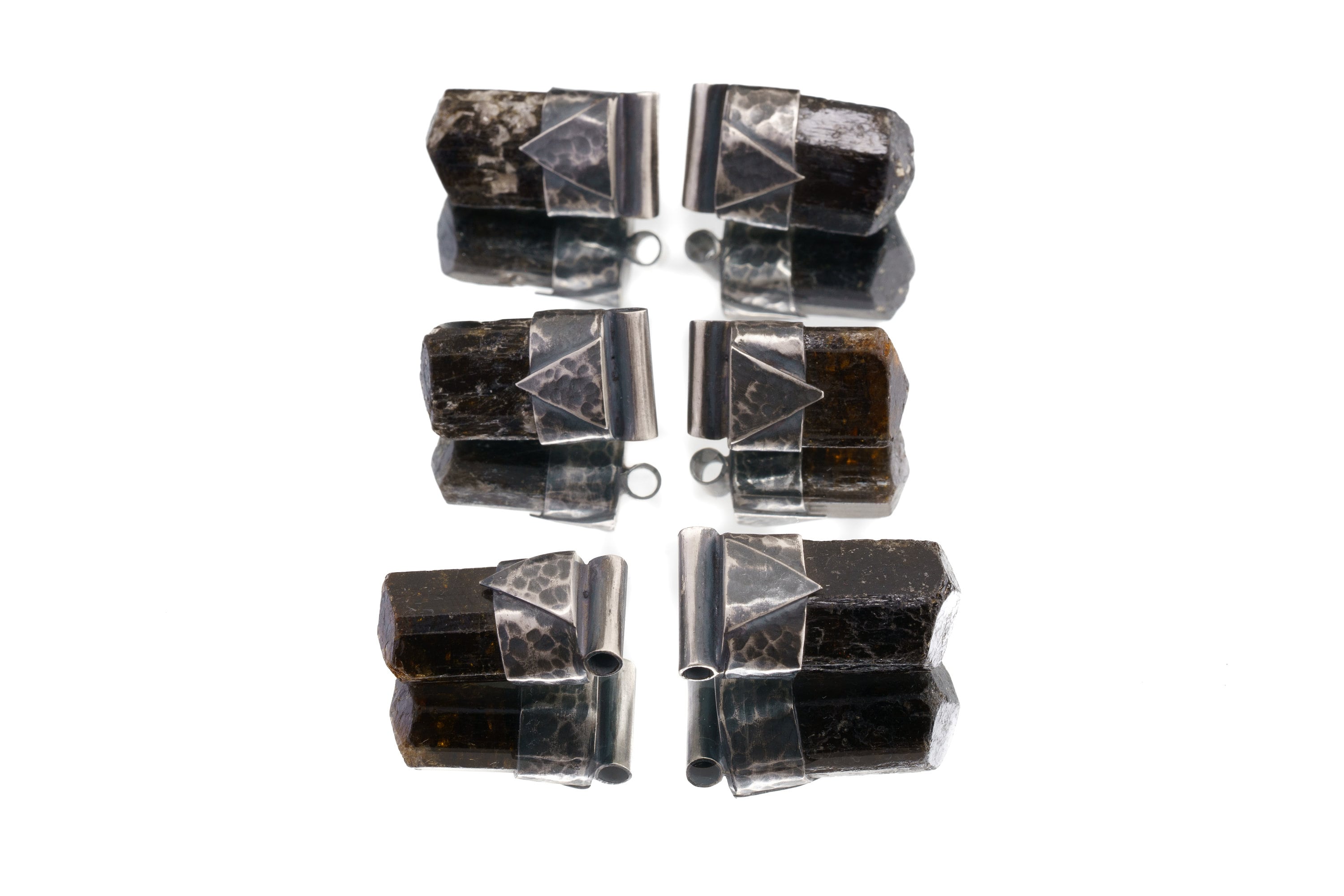 Brown Tourmaline Stack Pendant 925 Silver Himalayan Dravite Crystal Necklace Oxidized Layering Talisman
