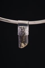 Himalayan Terminated Black Dravite Tourmaline Gem - Stack Pendant - Textured & oxidised - 925 Sterling Silver - Crystal Necklace - No.38