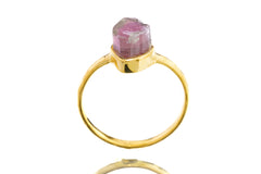Watermelon Tourmaline Ring: Gold Plated Sterling Silver, Size 5 1/2