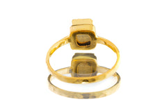 Pyrite Ring Gold Plated 925 Sterling Silver Solar Plexus Chakra Leo Protection Prosperity Jewelry Gift, Size 5 1/2