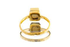 Gold Coated Australian Cubic Pyrite - Stack Crystal Ring - Size 5 1/2 US - Gold Plated 925 Sterling Silver - Thin Band Hammer Textured