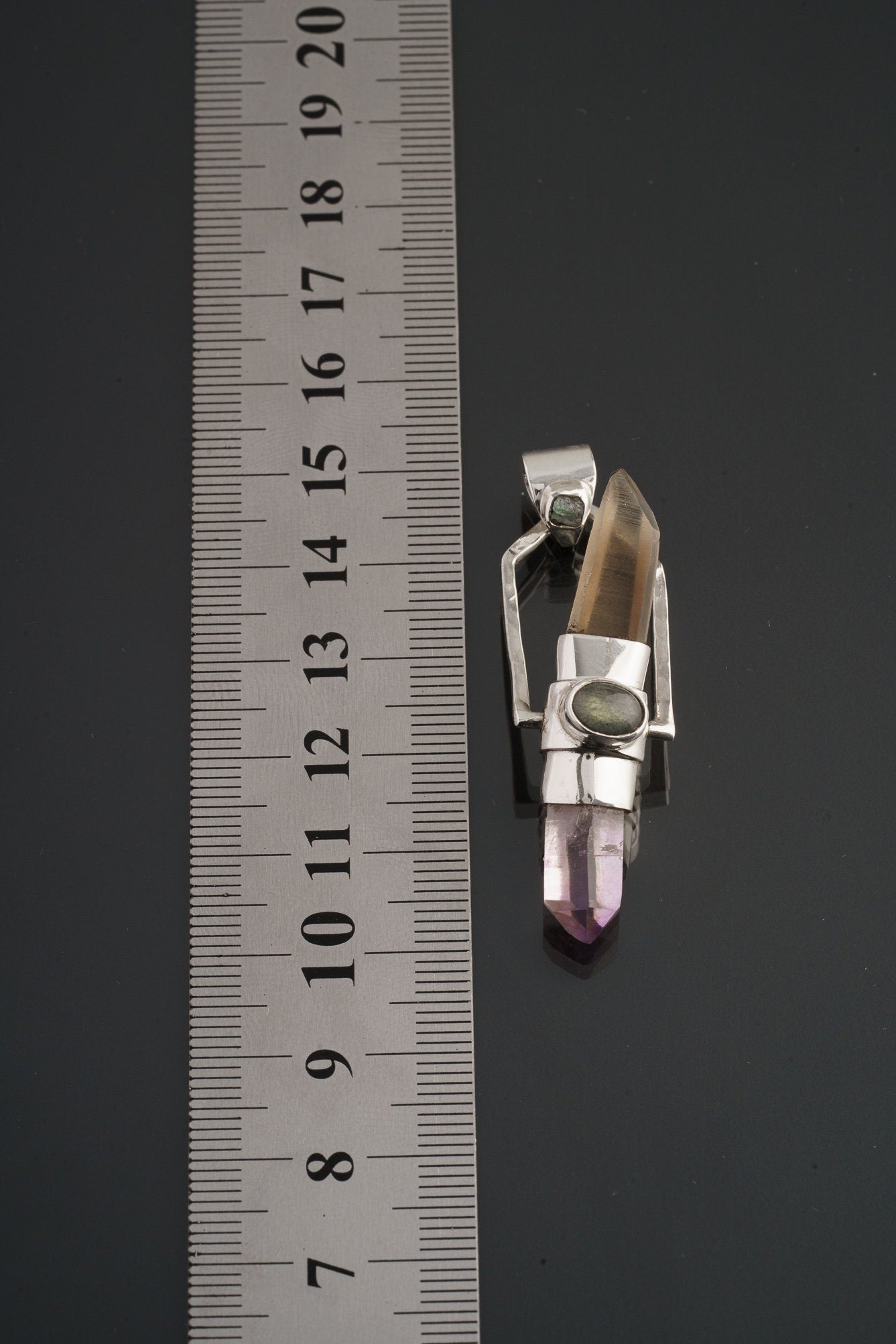 Sterling Silver Spinning Crystal Pendant: Citrine, Amethyst, Emerald, Opal