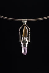 Sterling Silver Spinning Crystal Pendant: Citrine, Amethyst, Emerald, Opal
