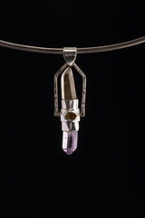 Sterling Silver Spinning Crystal Pendant: Citrine, Amethyst, Emerald, Opal