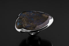 Blue Labradorite Sterling Silver Ring - Adjustable Size 5-10