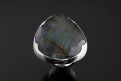 AAA Blue Labradorite Sterling Silver Ring - Adjustable Size 5-10
