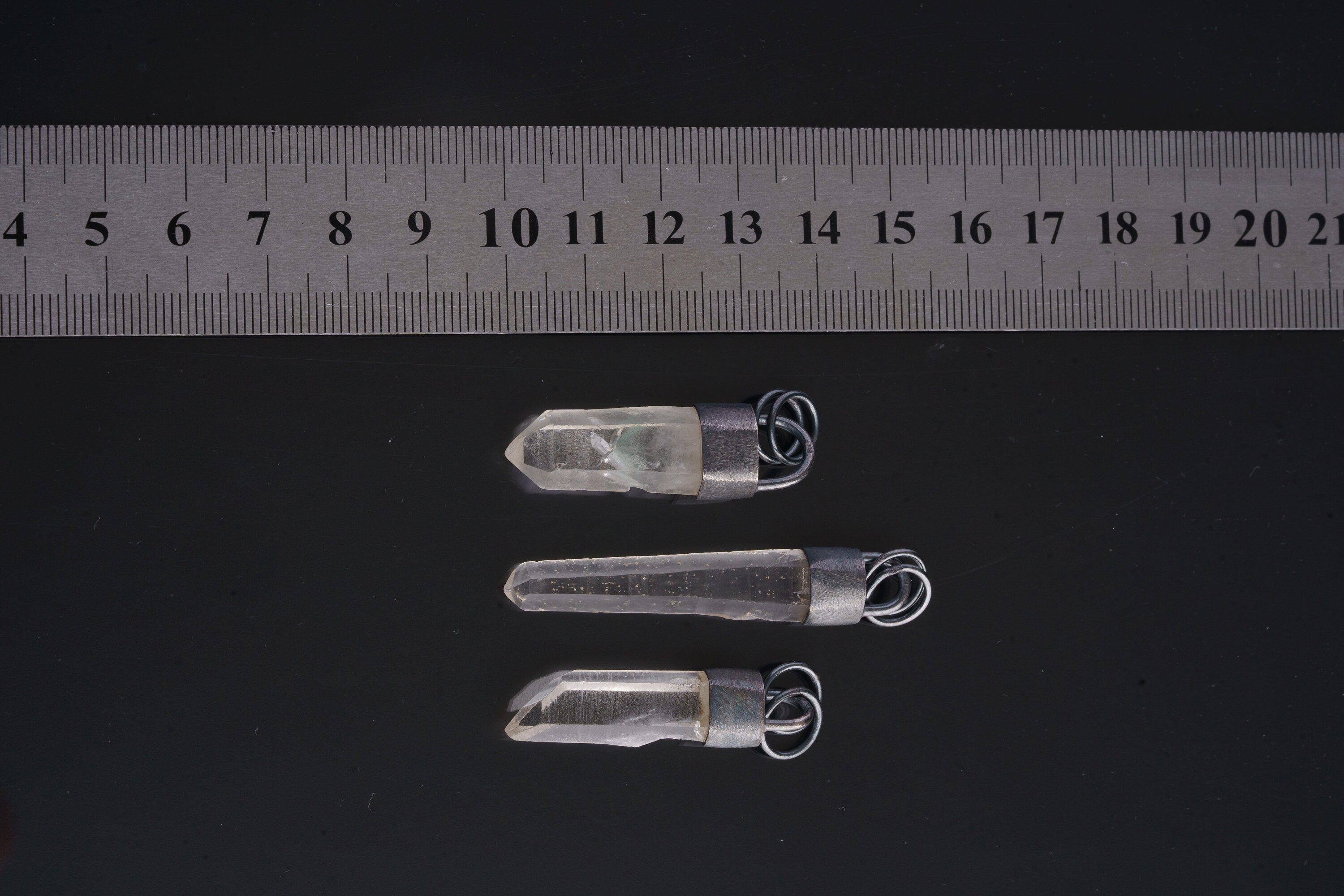 Oxidised Sterling Silver Brushed Pendant Featuring Australian Fossicked Clear Quartz Point, Crystal Necklace, Crown Chakra, Leo Zodiac