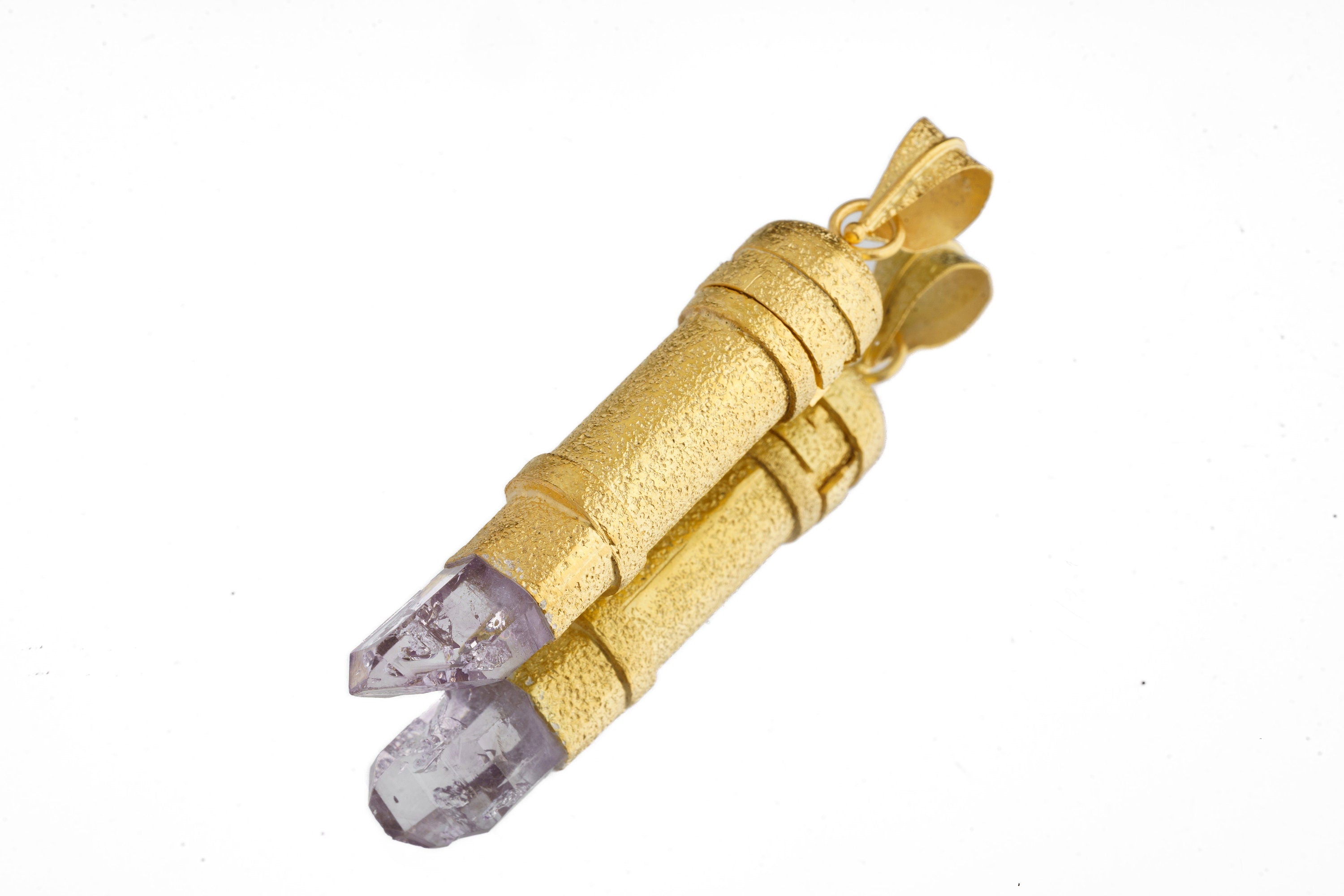 Vera Cruz Amethyst Quartz Locket: Gold Plated Sterling Silver Stash Urn Pendant