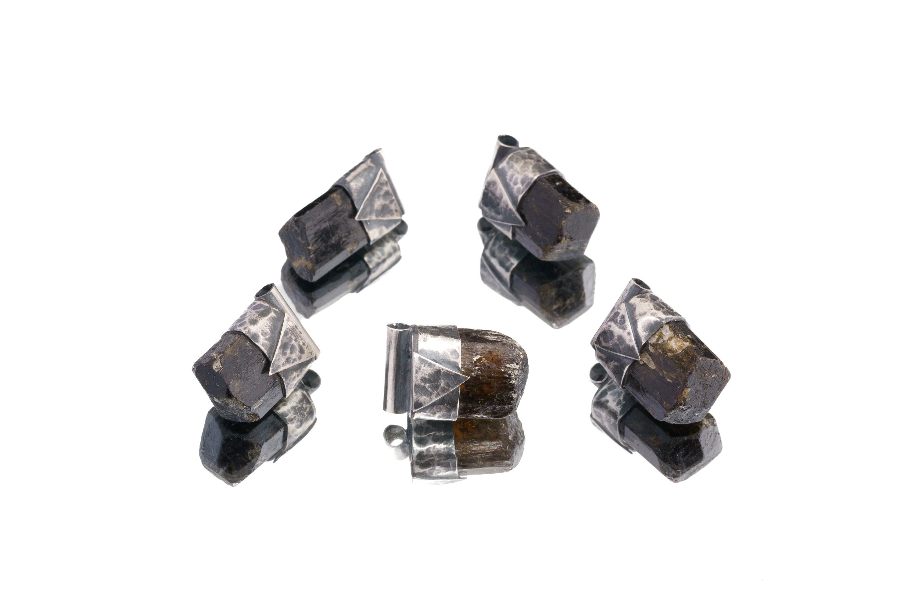 Himalayan Black Dravite Tourmaline Pendant: Textured Sterling Silver Crystal Necklace