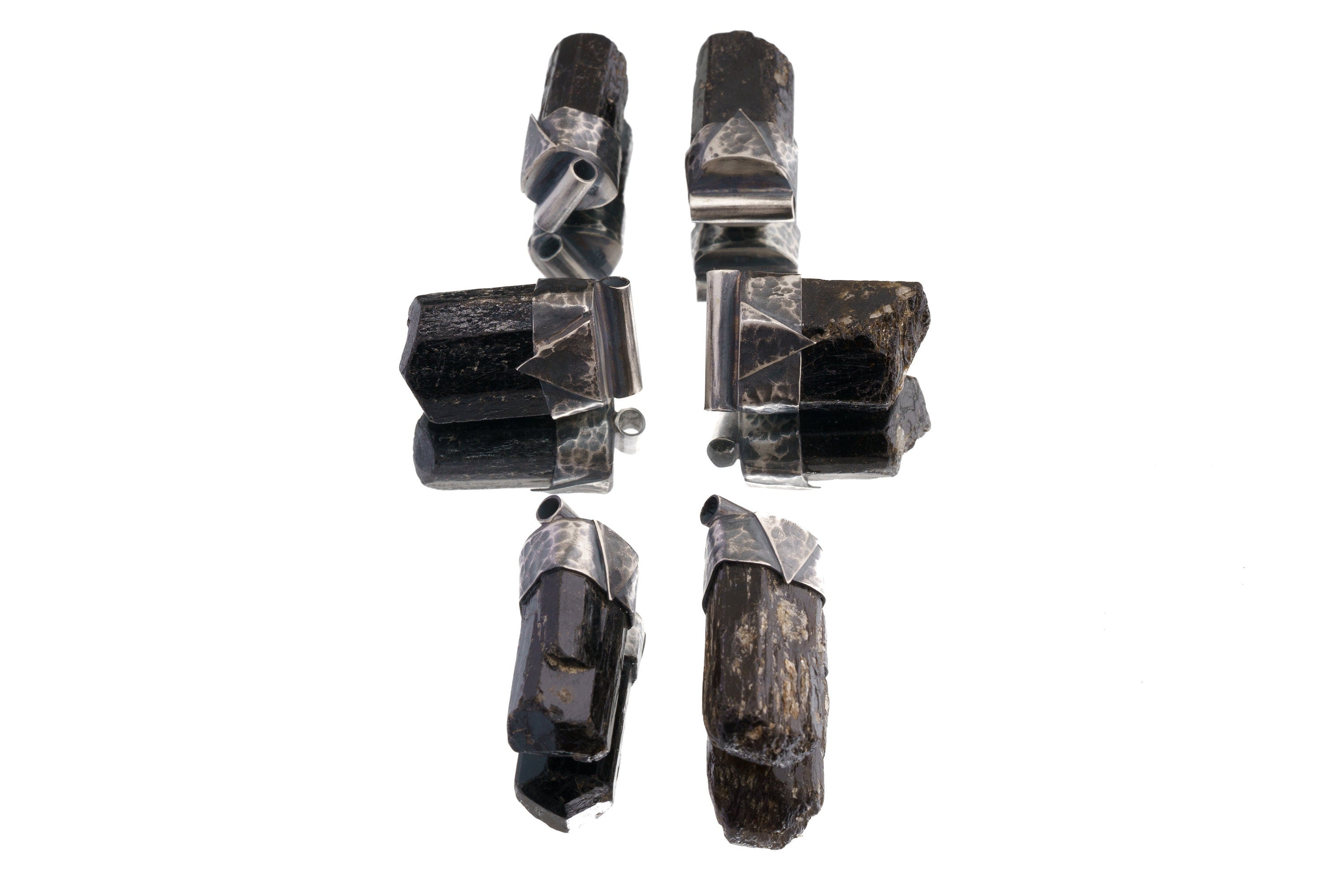 Himalayan Terminated Black Dravite Tourmaline Gem - Stack Pendant - Textured & oxidised - 925 Sterling Silver - Crystal Necklace - No.36