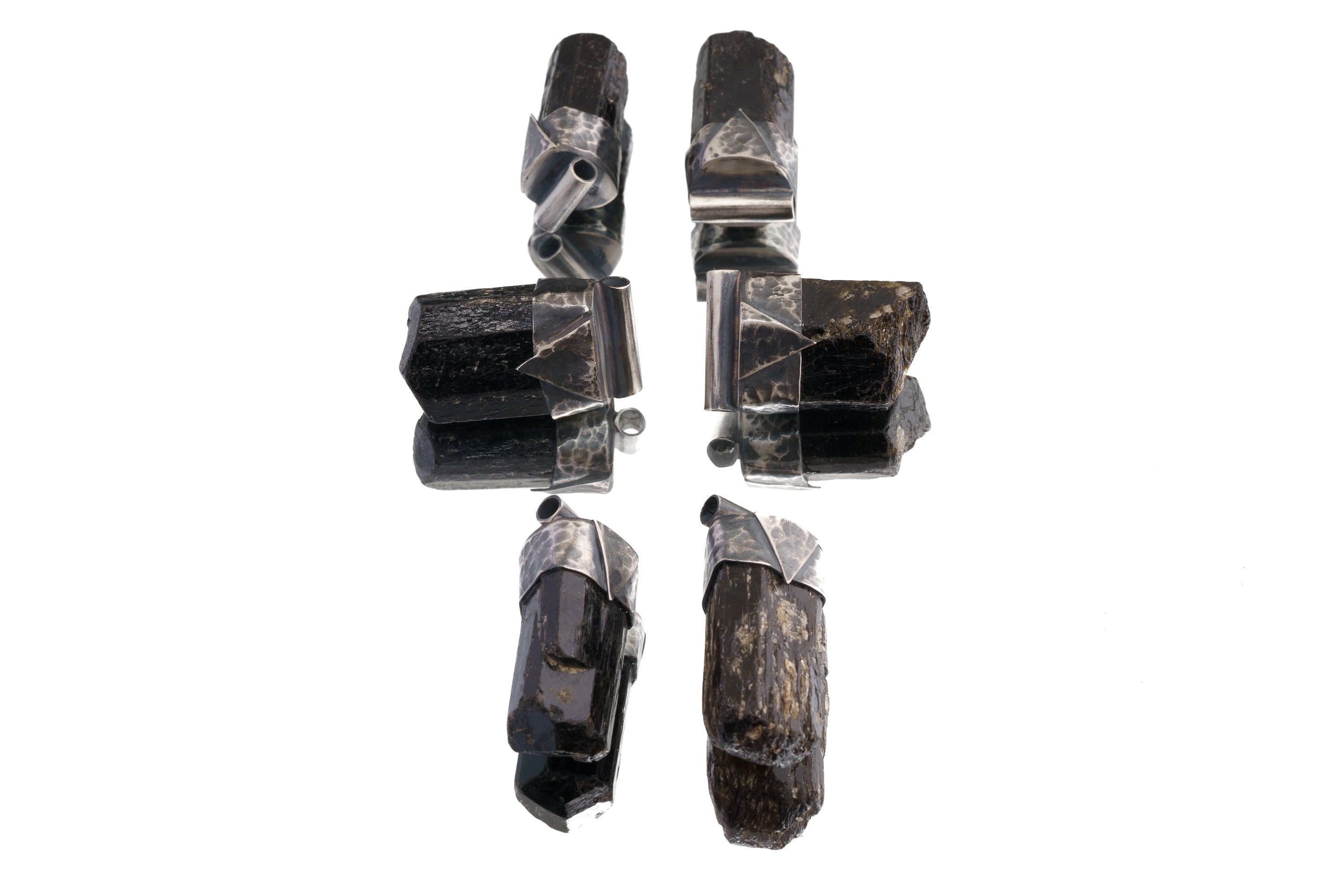 Himalayan Black Dravite Tourmaline Pendant: Textured Sterling Silver Crystal Necklace