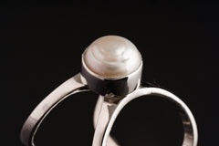 Adjustable Sterling Silver Ring: South Sea Pearl, Open Back (Sizes 5-9 US)