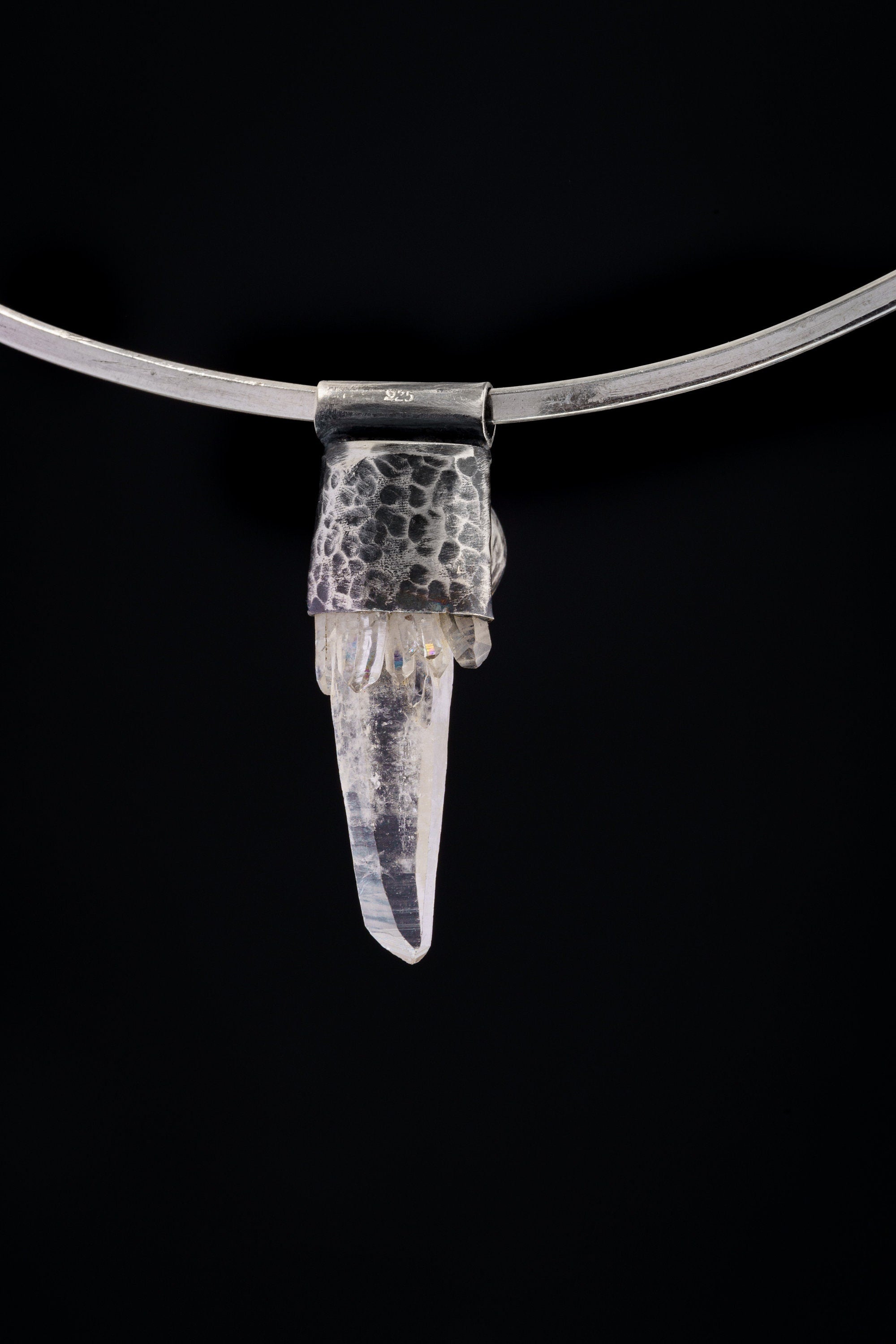 Nepal Clear Quartz South Sea Pearl Stack Pendant 925 Silver Himalayan Laser Crystal Crown Chakra Gift