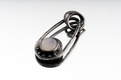 Oxidized Sterling Silver Moonstone Pendant: Boho Sun/Moon Jewelry