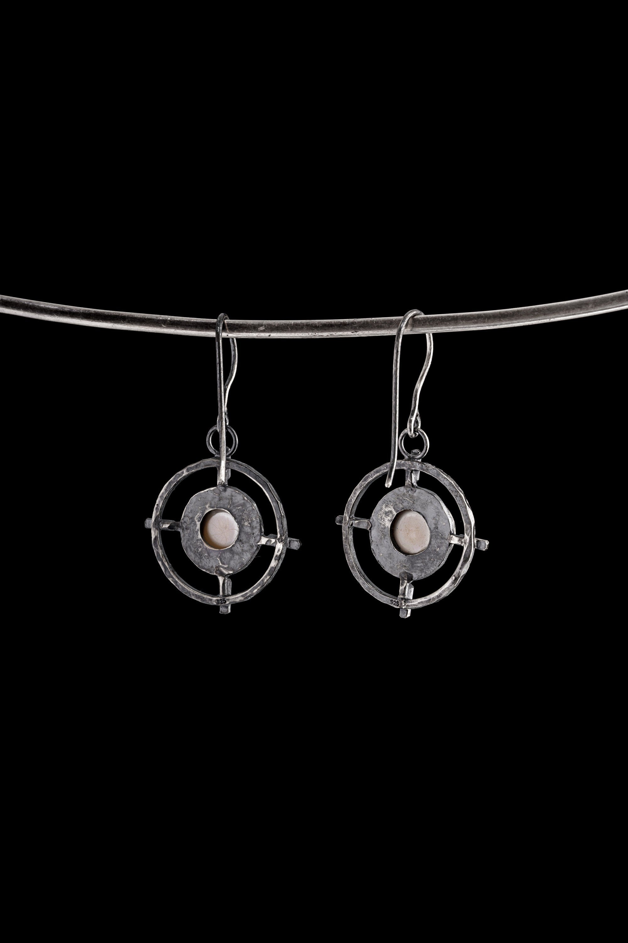 Oxidized Sterling Silver South Sea Pearl Earrings: Rustic Boho Jewelry