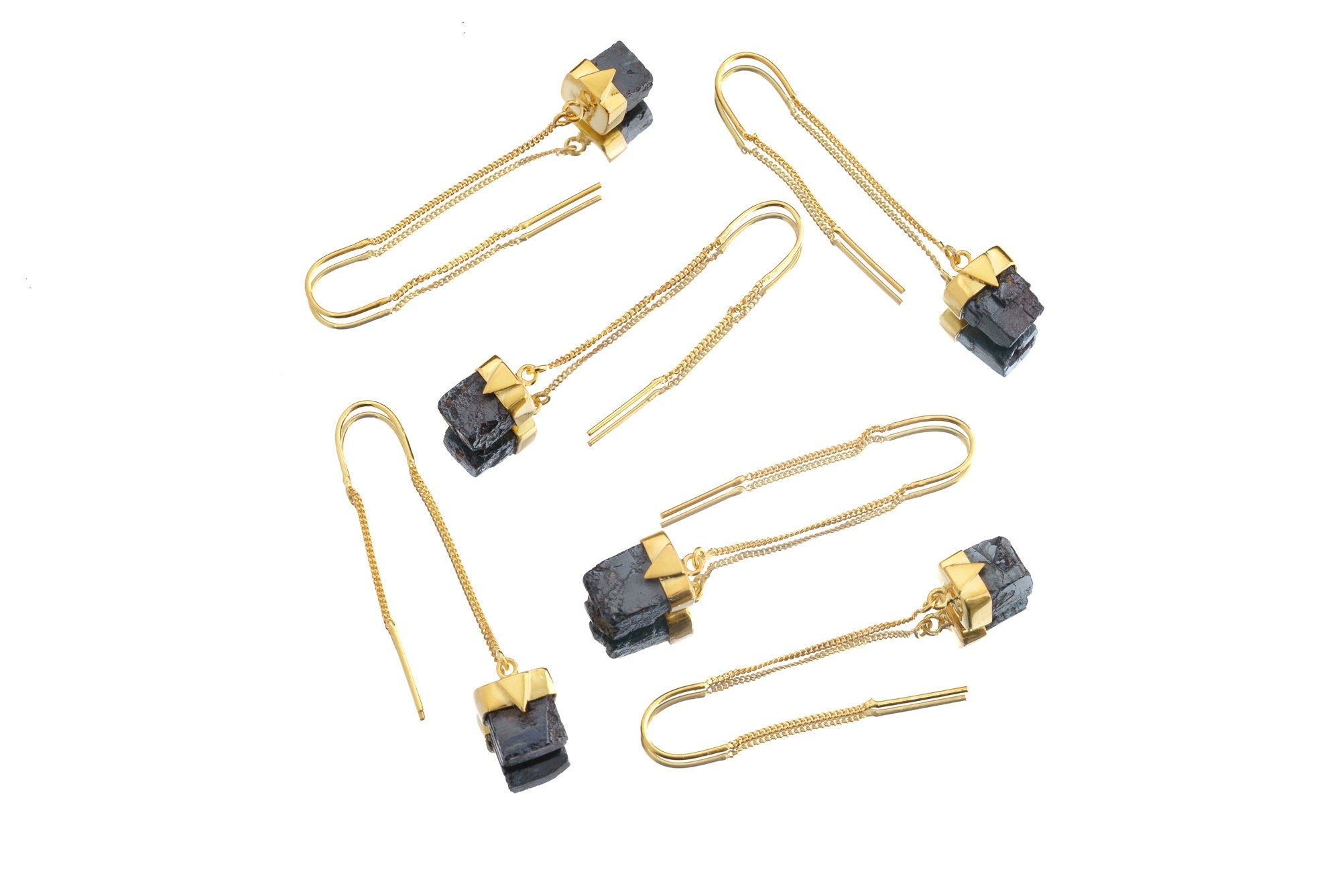 Pyrite Dangle Earrings 18k Gold Plated 925 Sterling Silver Bezel Set Solar Plexus Chakra Leo Protection Gift NO. 3