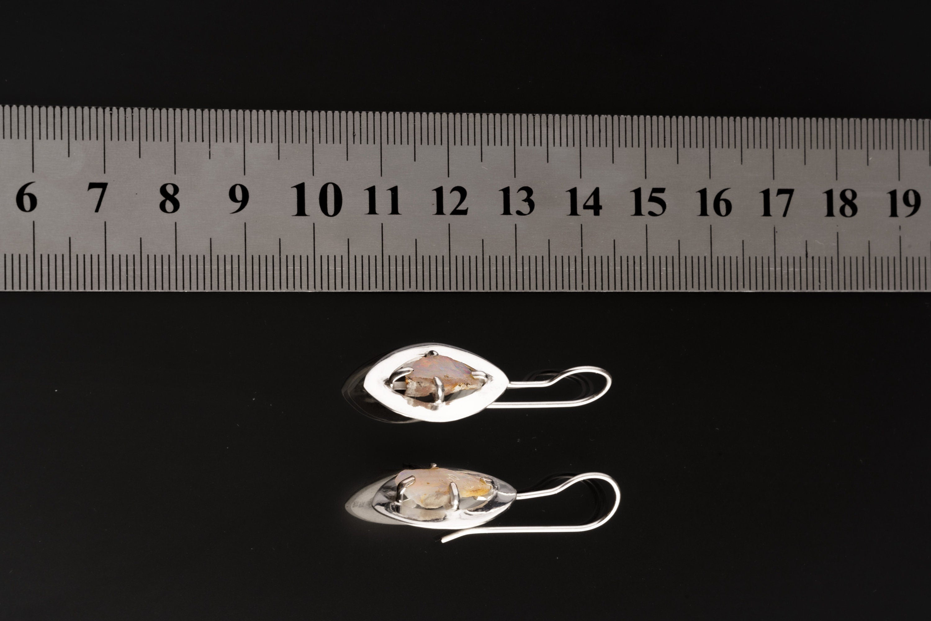 Solid Precious Australian White Lightning Ridge Opal Chip Halo Earrings, 8-Claw Sterling Silver Hooks Crown Chakra Pisces Unique Gift