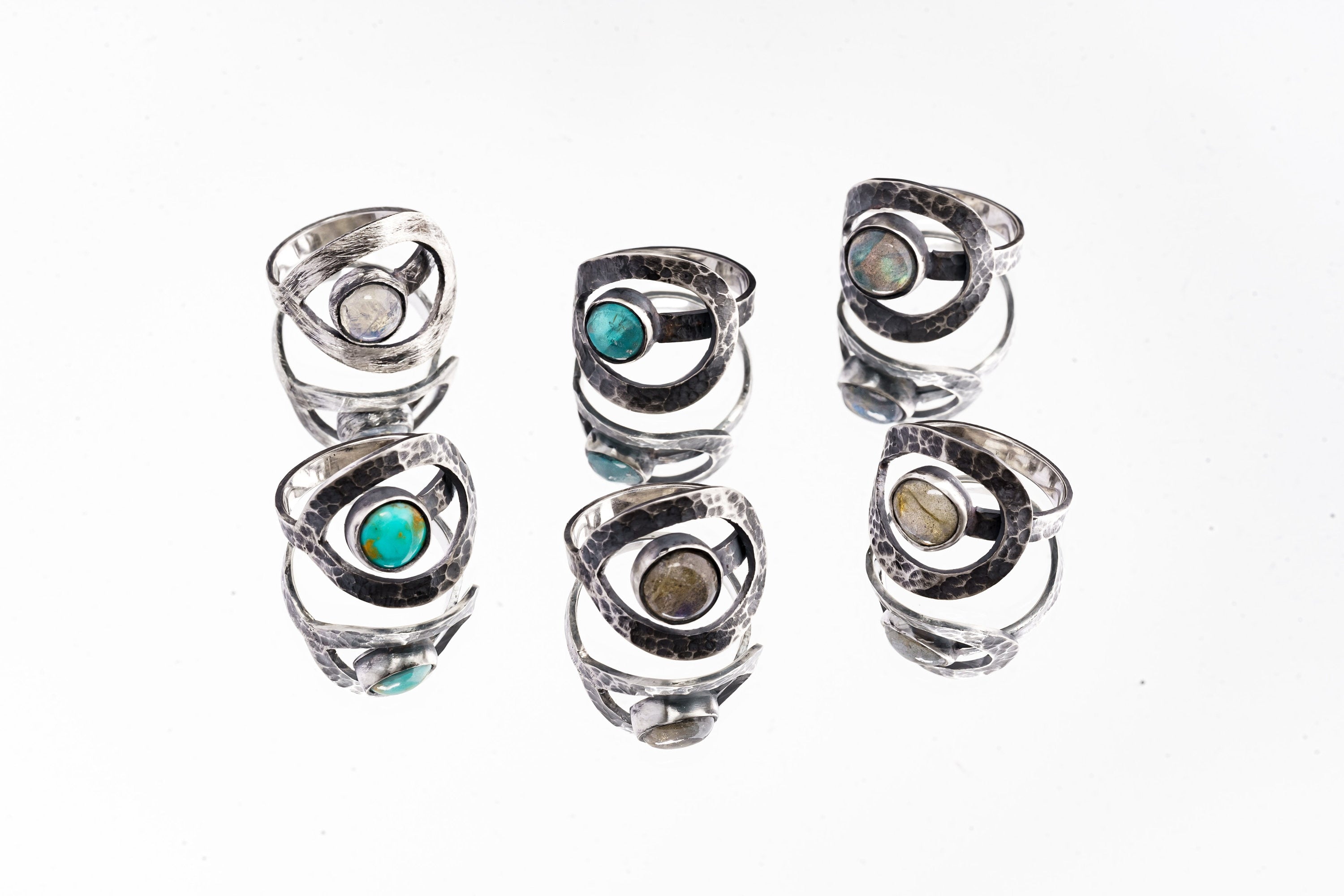 Hammered Sterling Silver Brown Tourmaline Ring: Adjustable Size 5-9