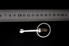 Citrine Point sterling silver spoon pendant shown beside a ruler for scale with solid cast silver body.