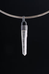 Oxidised Sterling Silver Brushed Pendant Featuring Australian Fossicked Clear Quartz Point, Crystal Necklace, Crown Chakra, Leo Zodiac