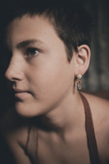 South Sea Pearl & Himalayan Quartz Dangle Studs - Gold Plated Sterling Silver