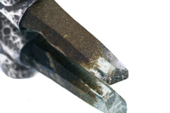 NEPLAE Brown Phantom Laser Chlorite Quartz Point with South Sea Pearl Stack Pendant, Textured & Oxidized Sterling Silver,Unique Gift - NO 10