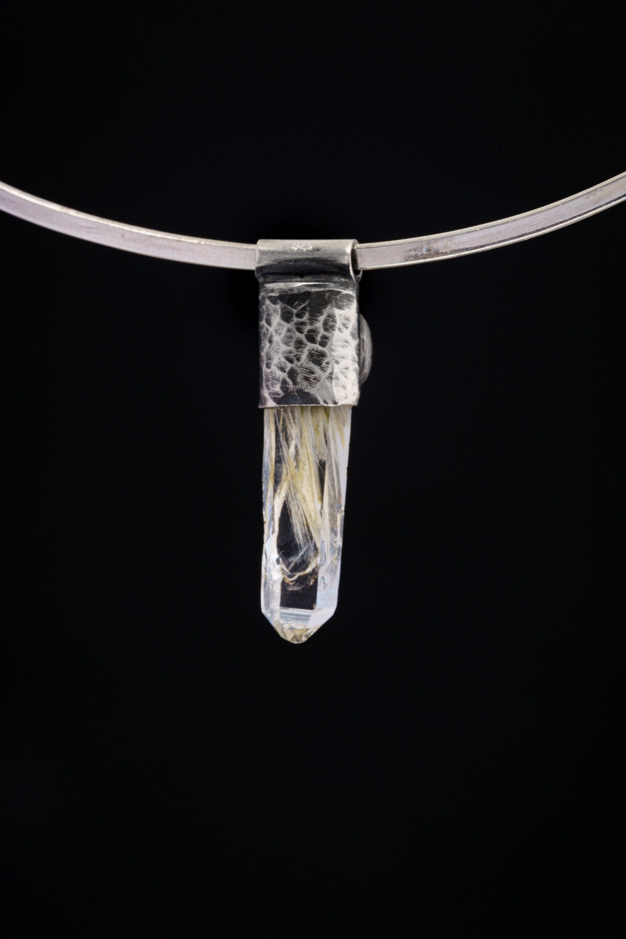 Nepali Quartz & South Sea Pearl Pendant: Oxidized Sterling Silver