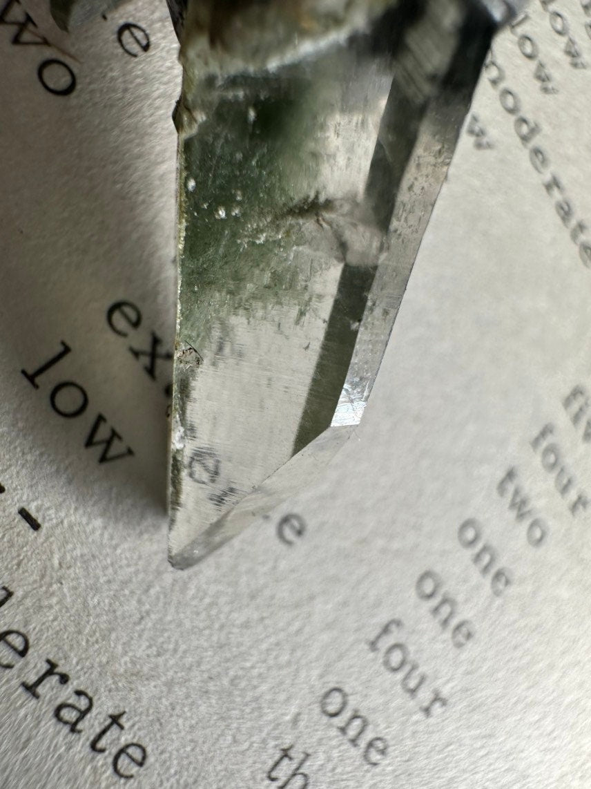Chlorite Quartz Point Pendant: South Sea Pearl, Oxidized Sterling Silver