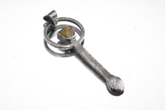 Australian Peridot - Spice / Ceremonial Spoon - 925 Cast Silver - Oxidised Hammer Textured - Crystal Pendant Necklace