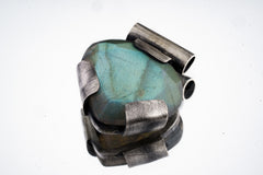 Old-World Style Faceted Labradorite Necklace - Oxidised & Brushed Sterling Silver - Strong Claw Setting - Crystal Pendant
