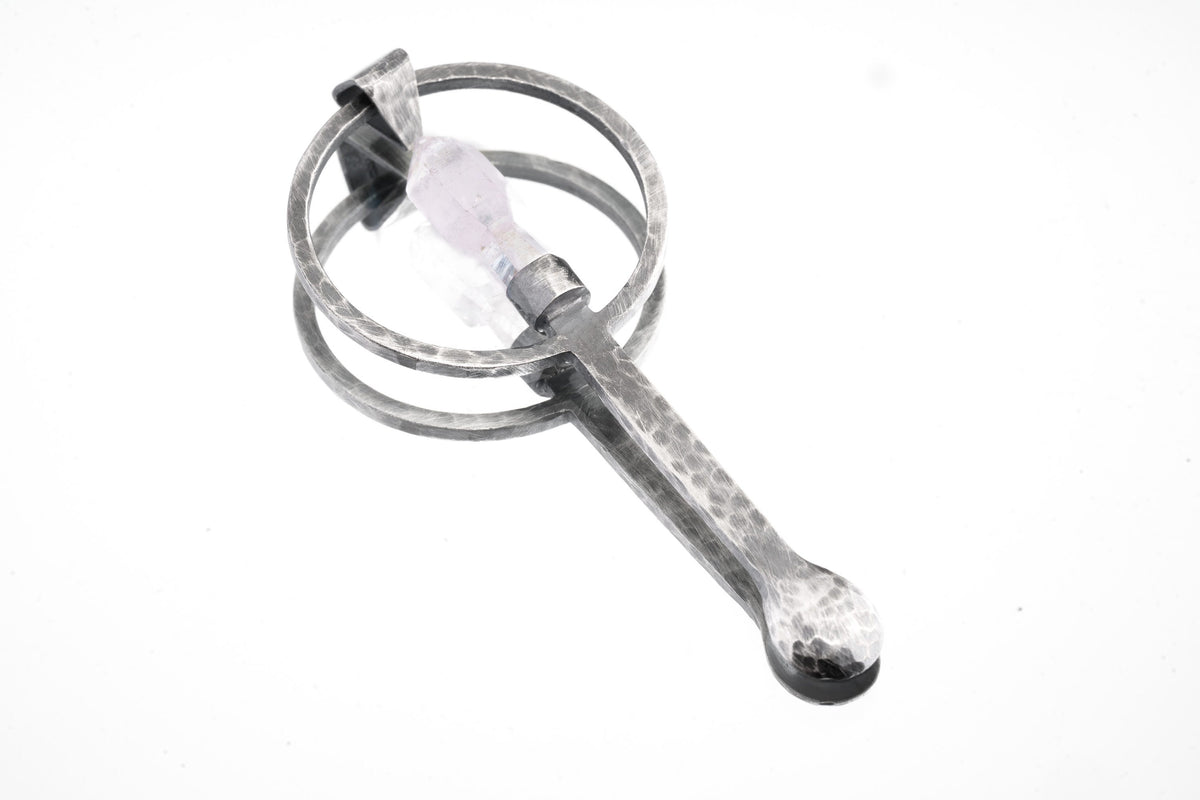 Vera Cruz Amethyst Sceptre Pendant: 925 Oxidized Silver Ceremonial Spoon