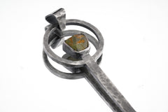 Australian Peridot - Spice / Ceremonial Spoon - 925 Cast Silver - Oxidised Hammer Textured - Crystal Pendant Necklace