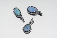 Mystical Opulence: Opal Doublet - Oxidised Sterling Silver - Strong Claw Setting - Hammer Textured - Pendant Crystal Necklace