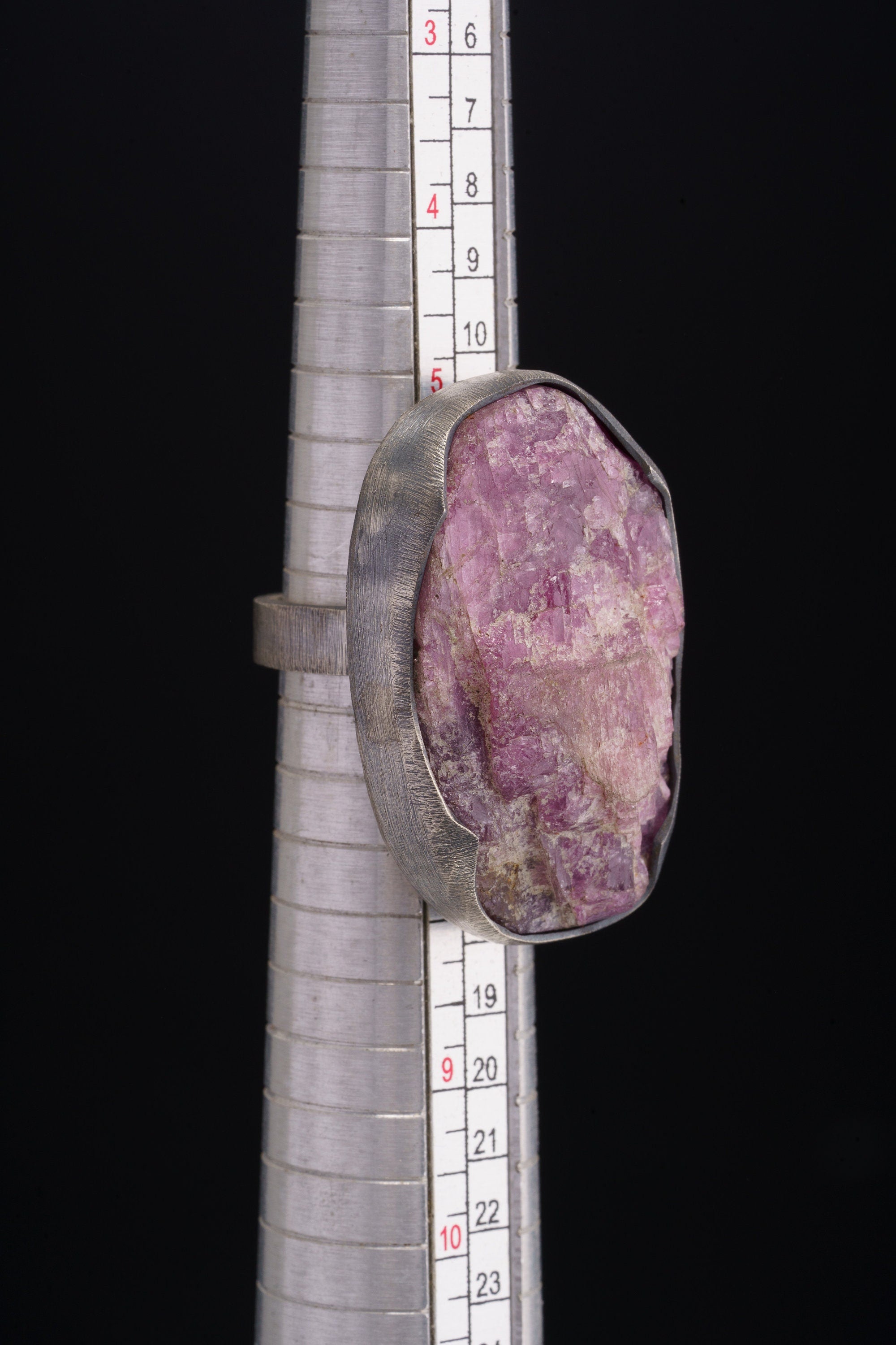 Chunky Raw Ruby Ring: Adjustable Sterling Silver Textured Band (Size 5-10 US)