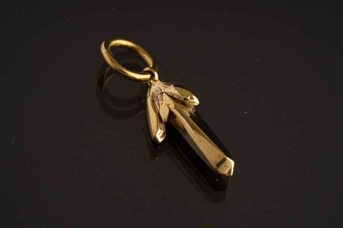 Beautiful Small Himalayan Quartz Cluster Specimen - Gold plated Brass Cast Replica - Necklace Pendant