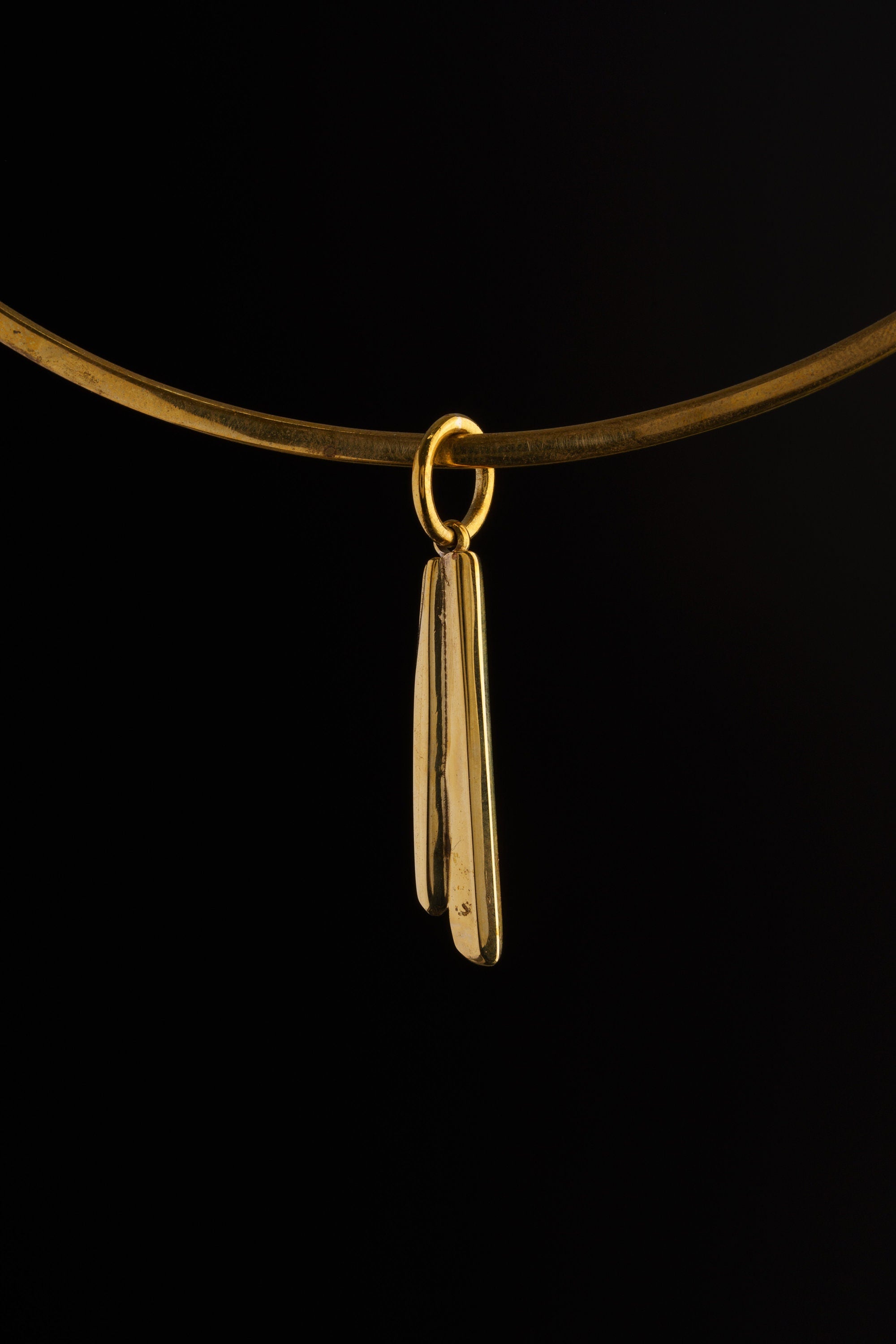Beautiful Small Himalayan Quartz Twin Specimen - Gold plated Brass Cast Replica - Necklace Pendant