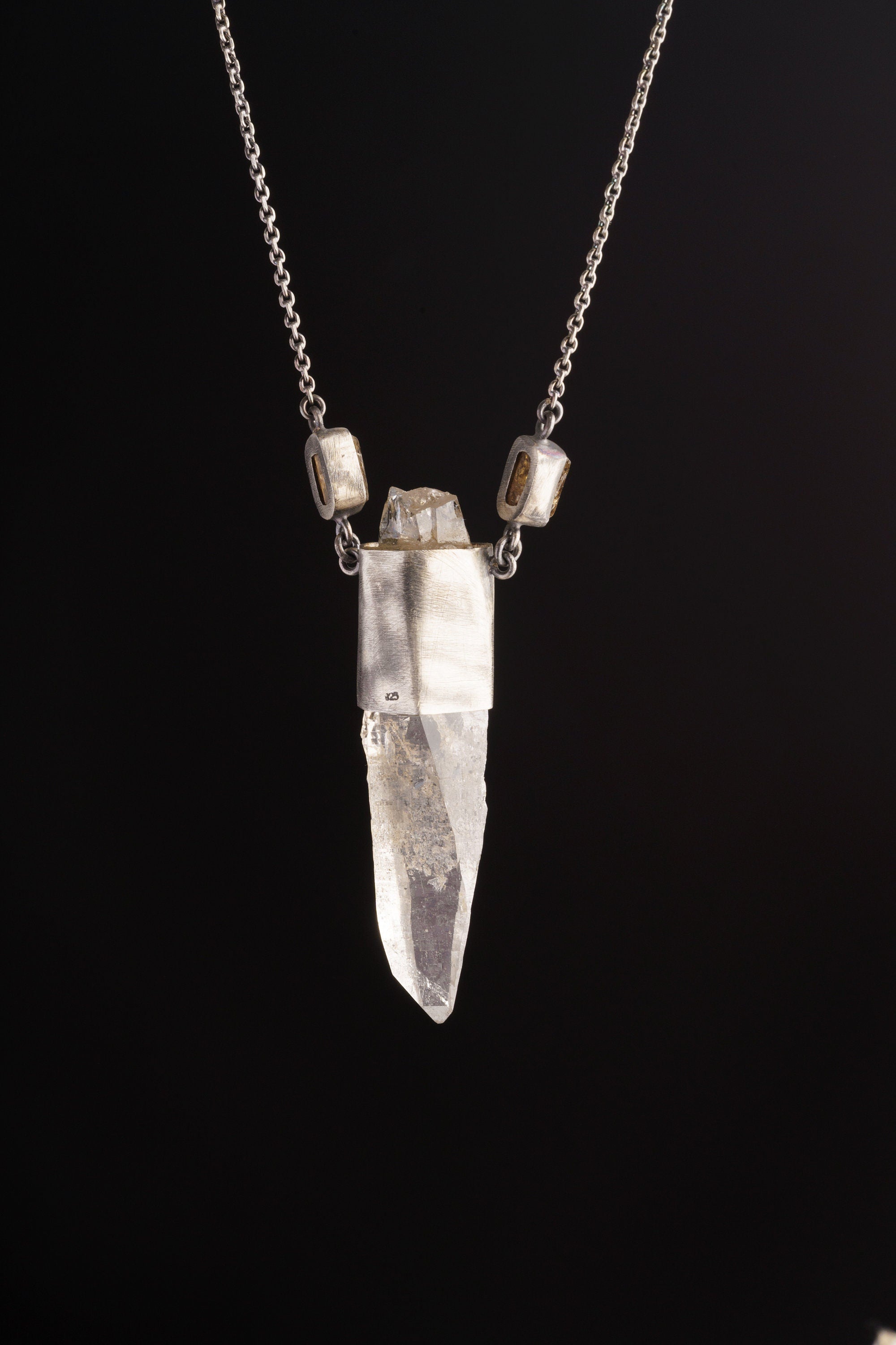 Himalayan Quartz Red Kyanite Dravite Pendant 925 Silver Oxidized Necklace Crown Root Chakra Spiritual Gift