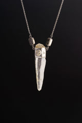 Unique Gemstone Pendant Faceted Ethiopian Opal Dravite Tourmaline & Himalayan Chlorite Lemurian Quartz in Oxidized Sterling Silver 16" Chain