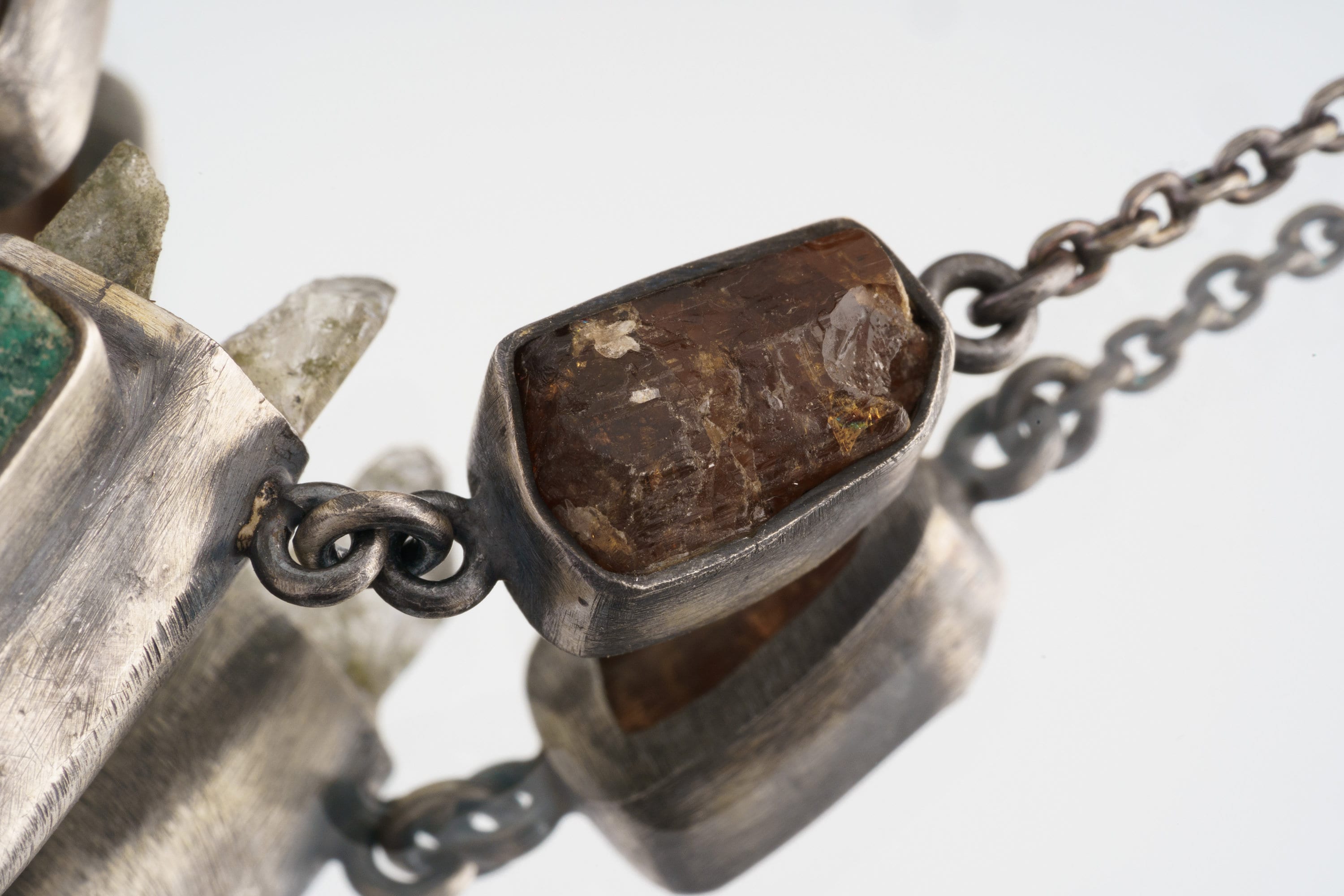 Himalayan Quartz Emerald Dravite Pendant 925 Silver Oxidized Necklace Crown Heart Root Chakra Gift