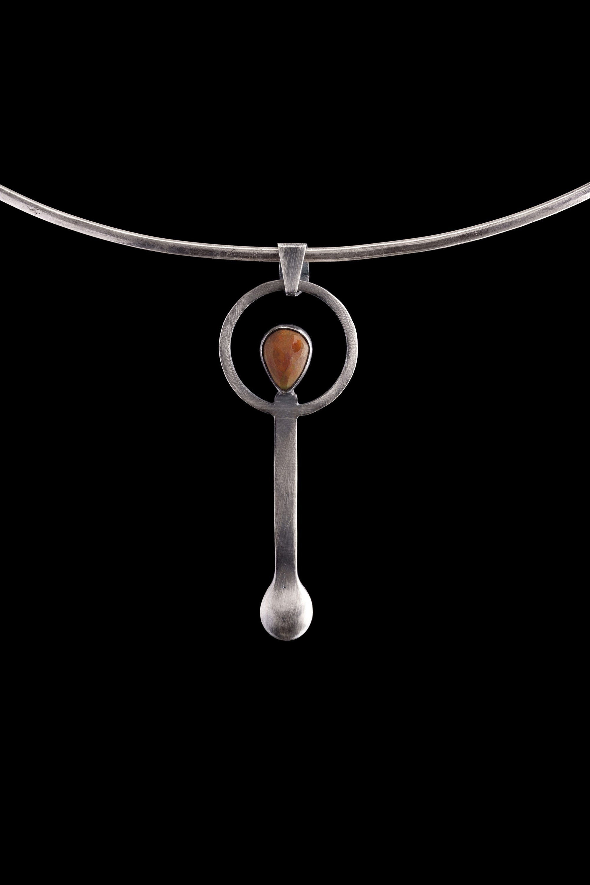 Ethiopian Opal Teardrop Pendant: 925 Sterling Silver Spice Spoon Necklace
