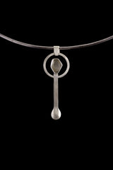 Himalayan Aquamarine - Small Spice / Ceremonial Spoon - Solid 925 Cast Silver - Unique Brush Textured - Crystal Pendant Necklace