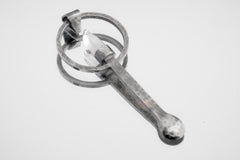 Vera Cruz Lemurian Quartz ritual spoon shown on white background with solid 925 sterling silver and pale crystal setting.