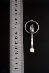 Light Coloured Vera Cruze Lemurian Laser Amethyst - Ceremonial Spoon - 925 Cast Silver - Oxidised & Hammer Textured