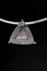 Rhodochrosite Necklace 925 Silver Triangle Pendant Sun Ray Self Love Compassion Jewelry Gift