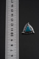Triangle of Serenity - Silicated Chrysocolla - Stack Pendant - Textured & oxidised - 925 Sterling Silver - Crystal Pendant