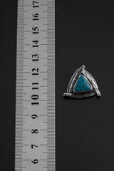 Triangle of Serenity - Silicated Chrysocolla - Stack Pendant - Textured & oxidised - 925 Sterling Silver - Crystal Pendant