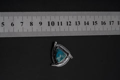 Sleeping Beauty Turquoise Triangle Pendant: Oxidized Sterling Silver, Handmade