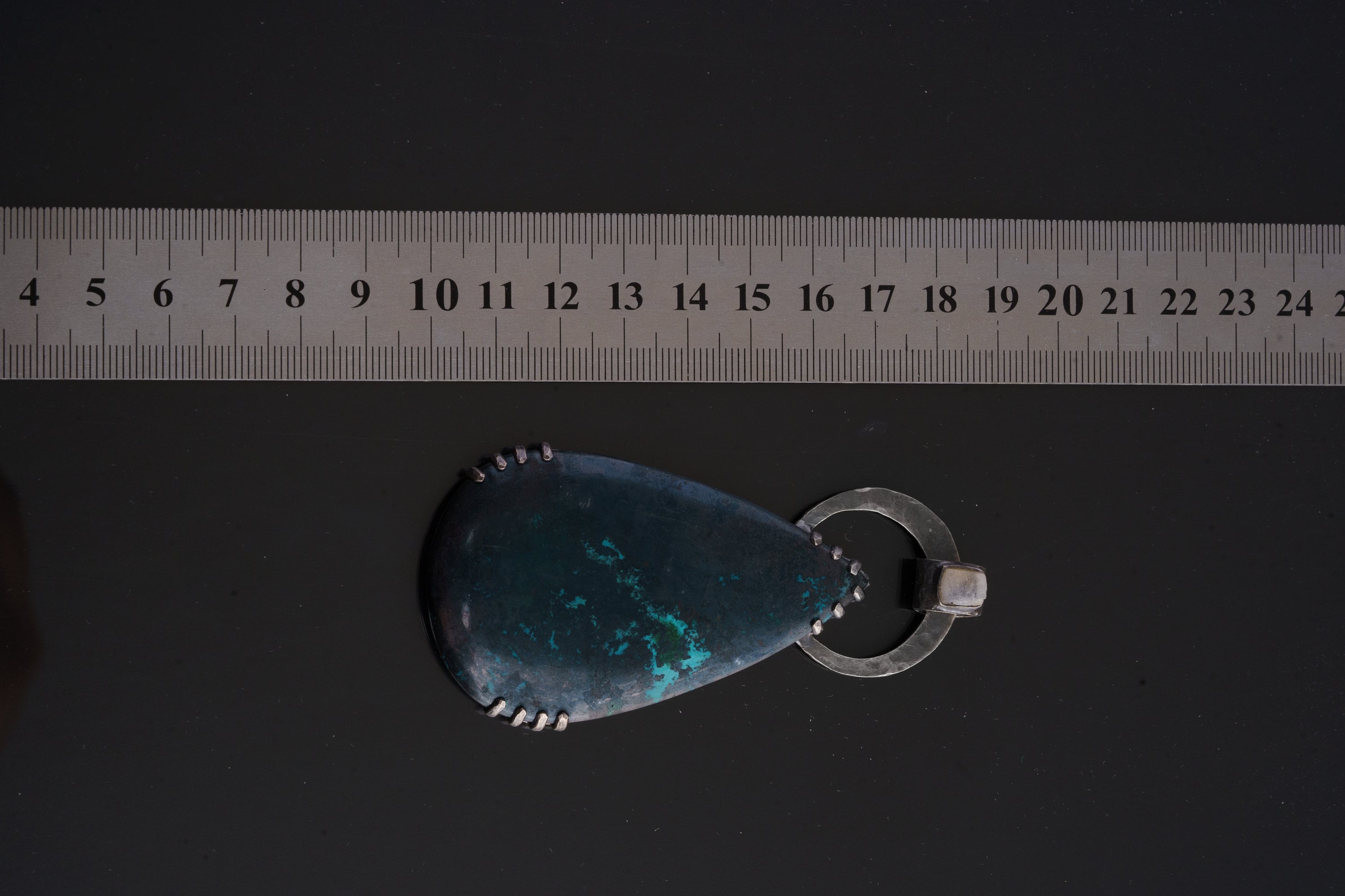 The Elemental Confluence: Azurite with Chrysocolla & Raw Moonstone - Oxidised Hammered Sterling Silver - Claw Set Pendant