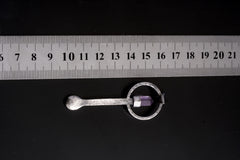 Cut Amethyst Point Generator - Spice / Ceremonial Spoon - 925 Cast Silver - Unique Hammered Textured - Crystal Pendant Necklace